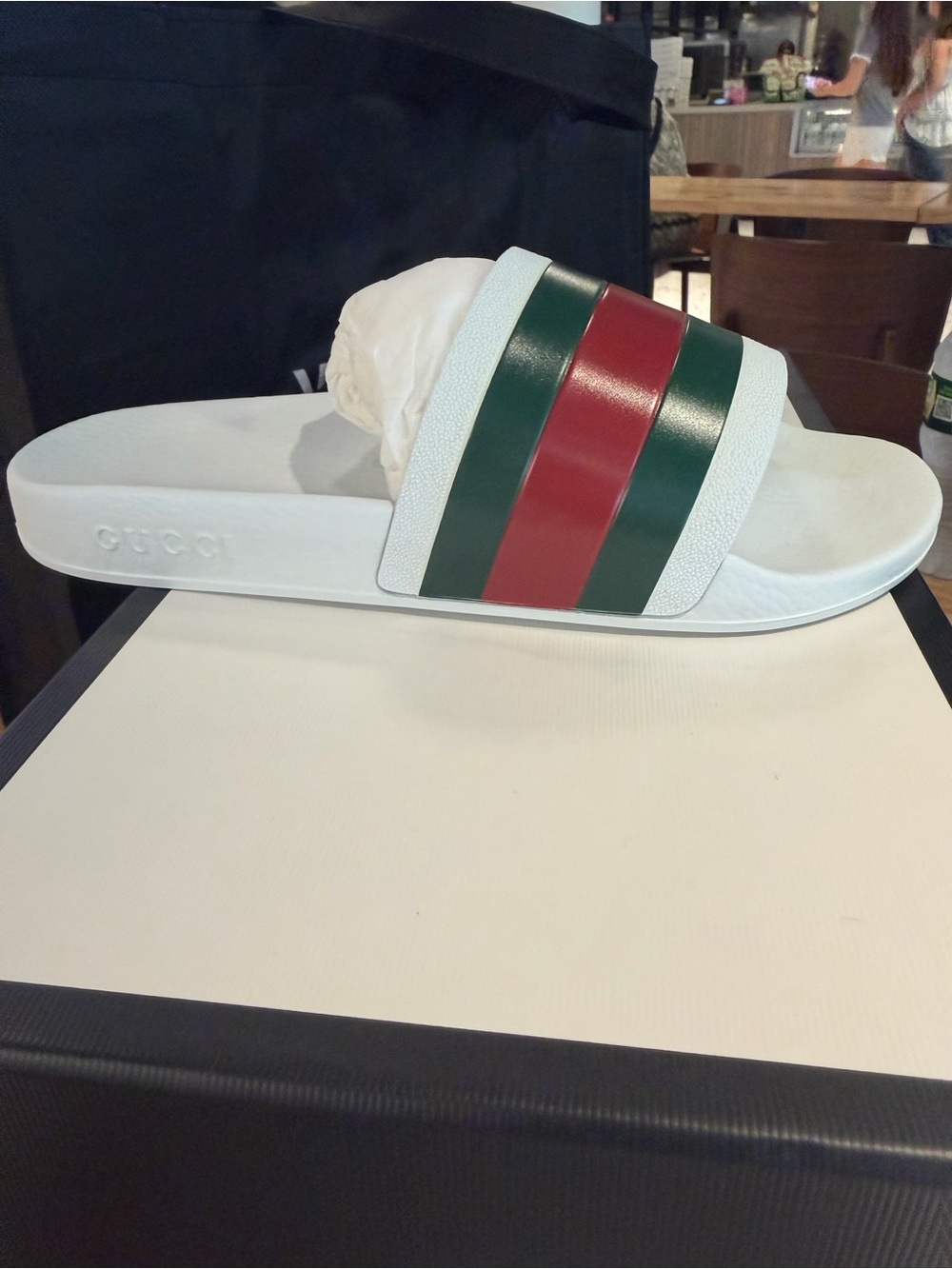 NEW Gucci Stripe Slides Men’s Size 7 White Green Red